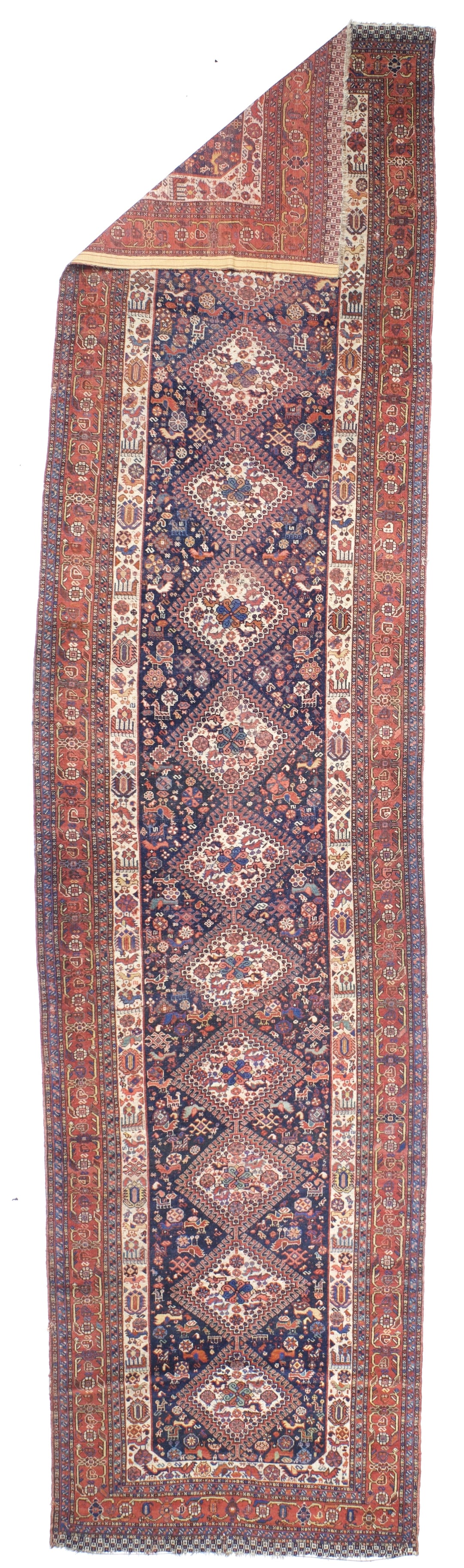 Antique Persian Qashqai Rug 3'10" x 16’3”