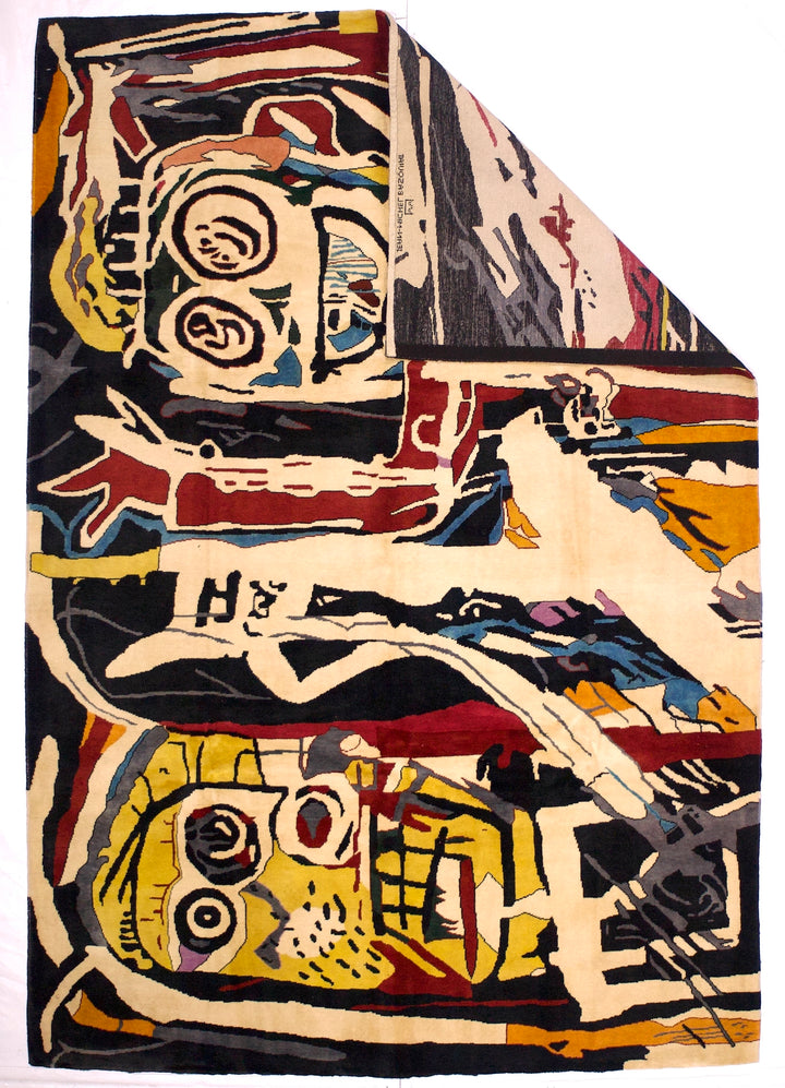 Fine French Wool Rug After Basquiat 5’9" x 8’6”