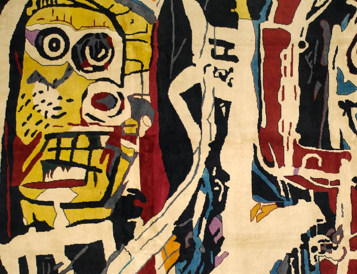 Fine French Wool Rug After Basquiat 5’9" x 8’6”