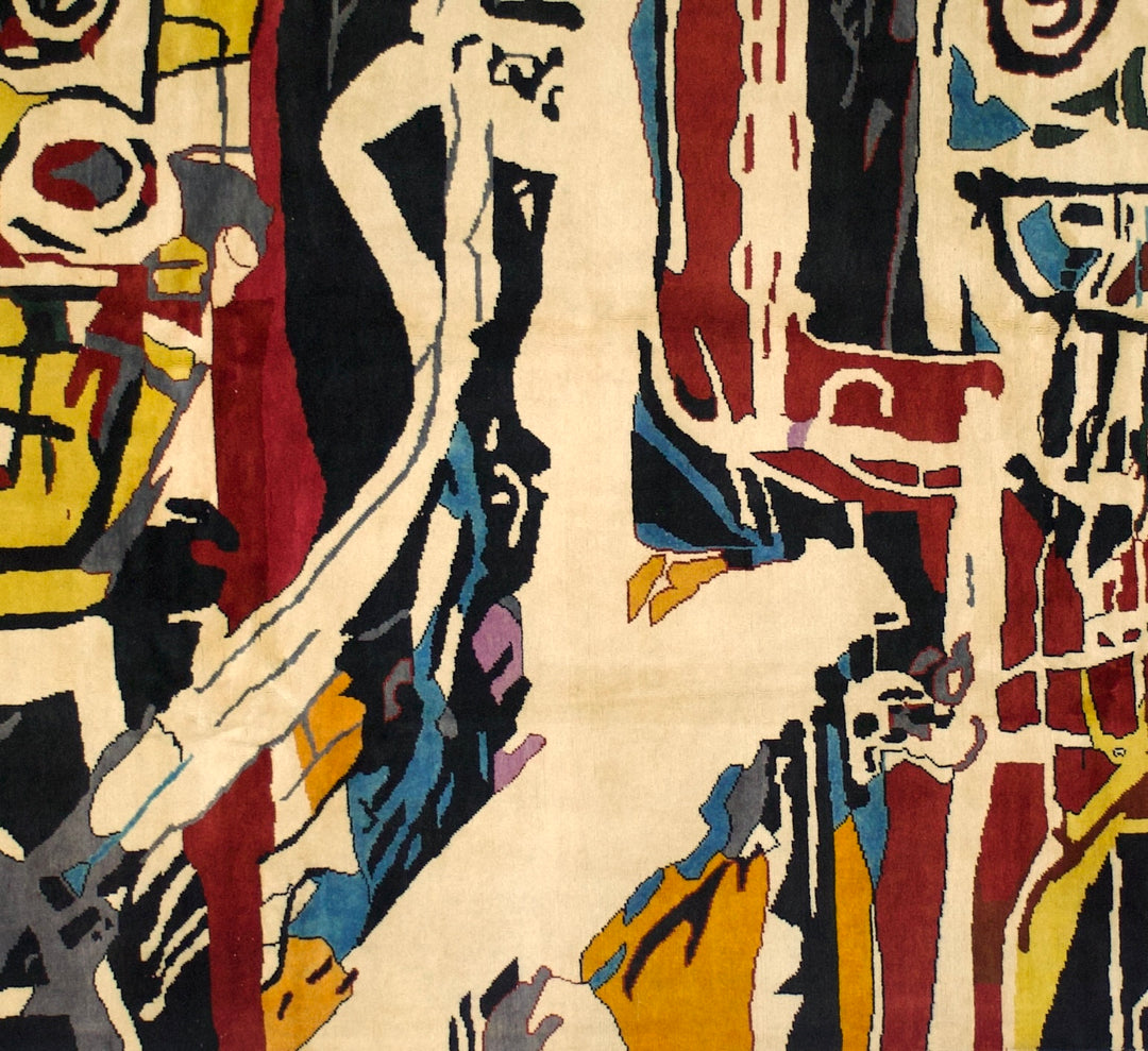 Fine French Wool Rug After Basquiat 5’9" x 8’6”