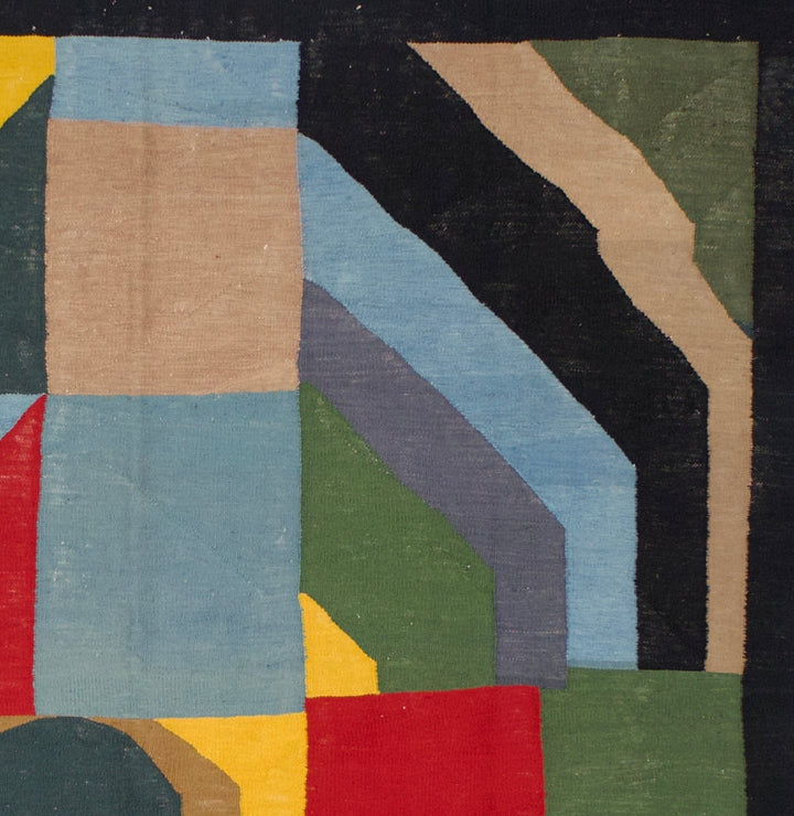 Fine Vintage After Sonia Delaunay Design Wool Rug 6’2" x 6’2”