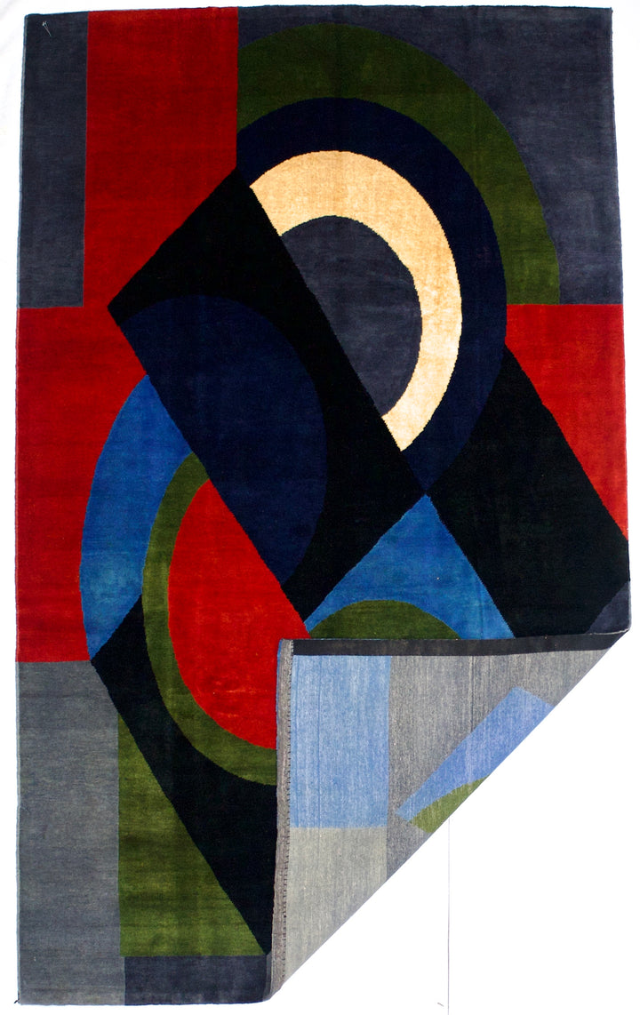 French Mid Century Artistic Rug. Sonia Delaunay Design 4'11" x 8’2"