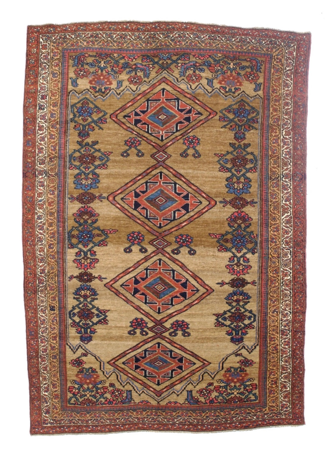 Antique Kurdish Bidjar Rug 4'1" x 5’11"