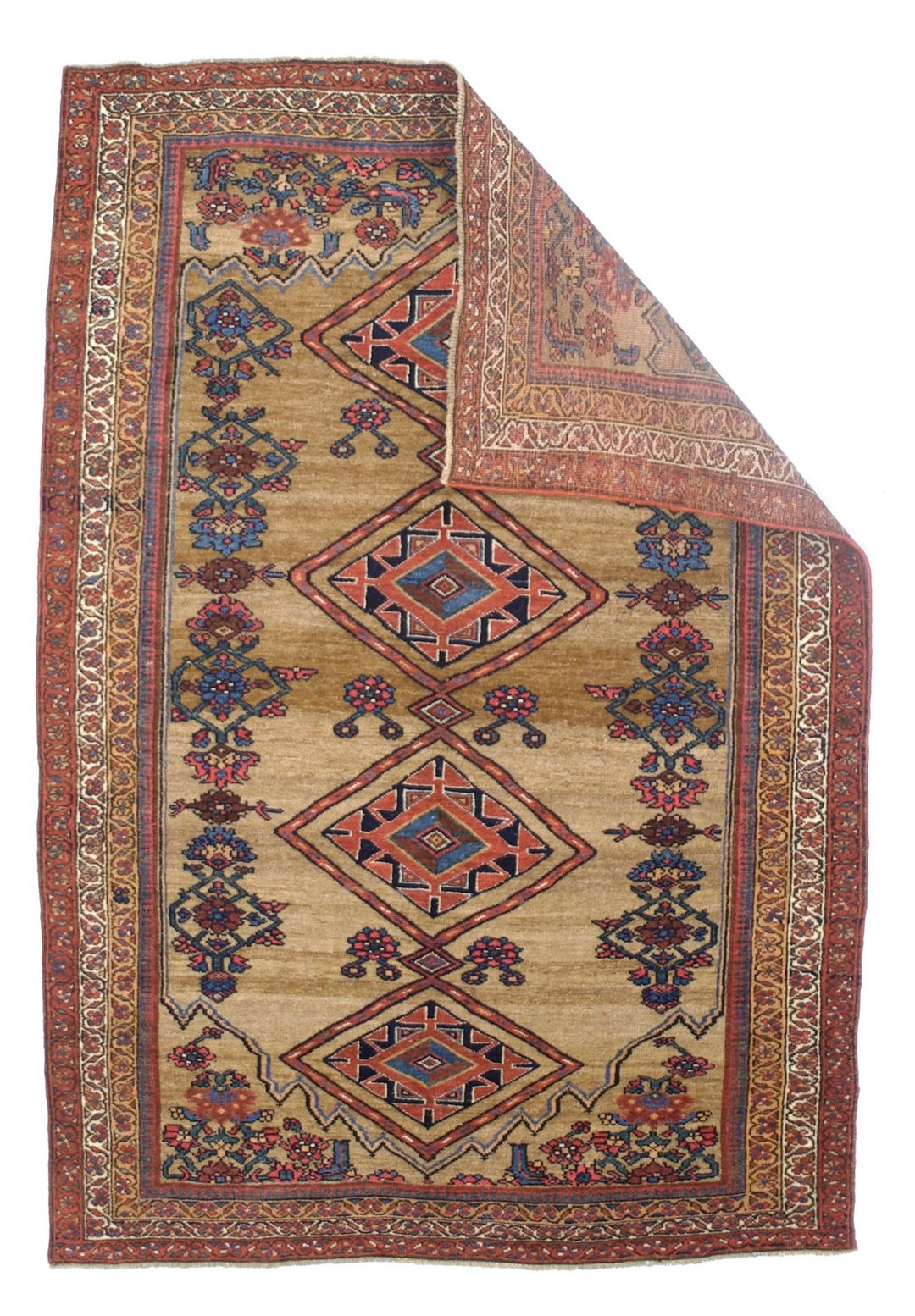 Antique Kurdish Bidjar Rug 4'1" x 5’11"