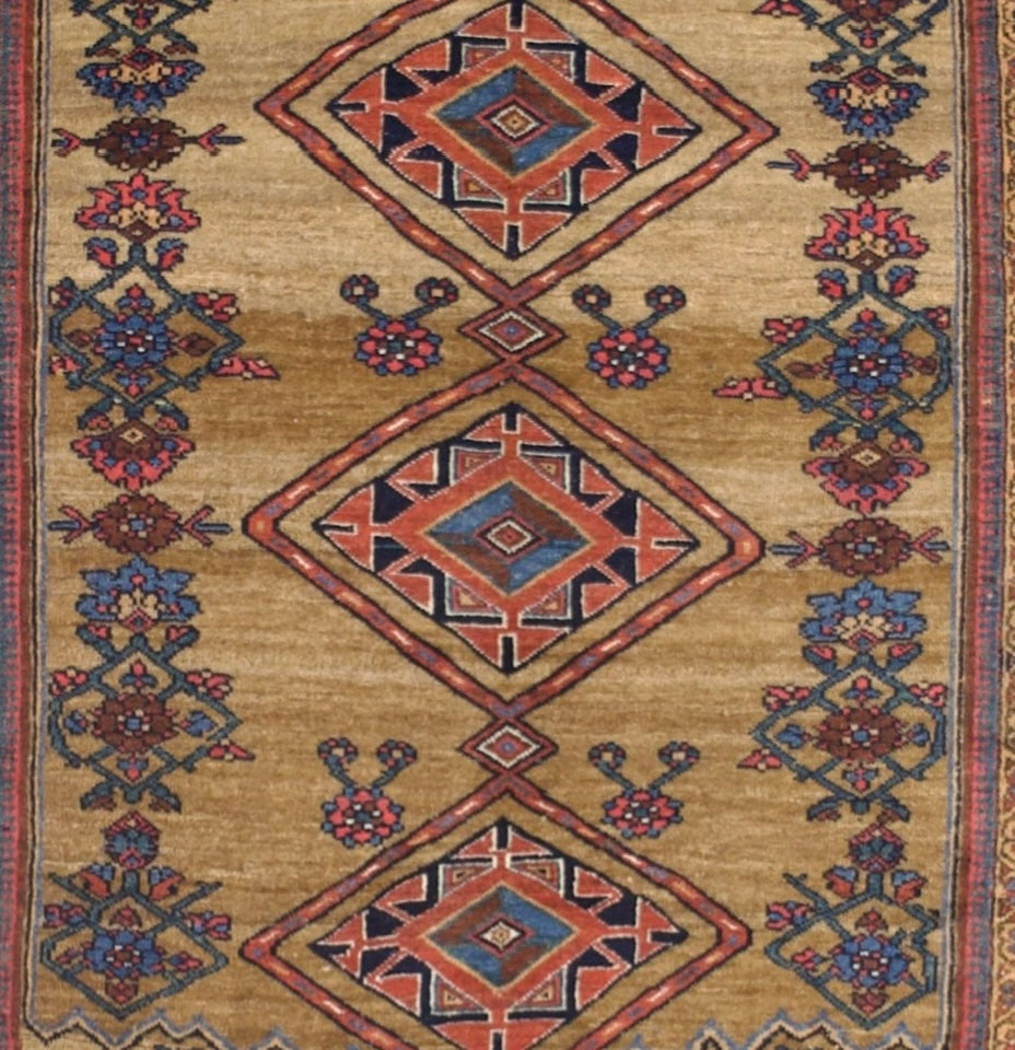 Antique Kurdish Bidjar Rug 4'1" x 5’11"