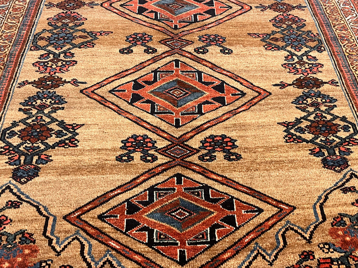 Antique Kurdish Bidjar Rug 4'1" x 5’11"