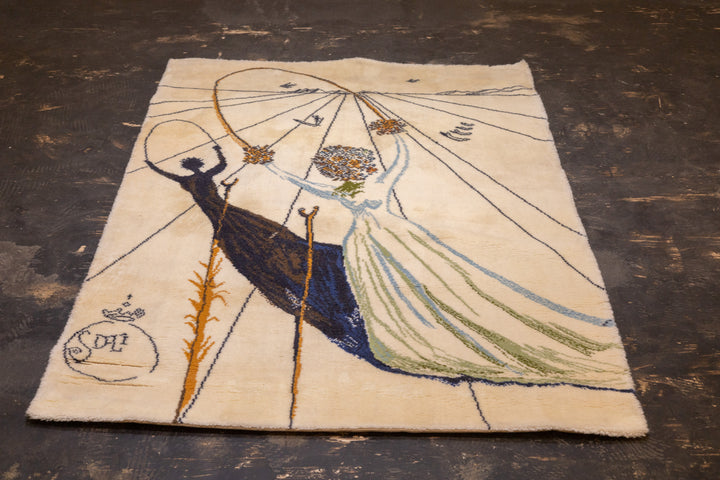 Fine Artistic Rug. Design after Salvador Dali Wool Rug 4’7" x 6’6"