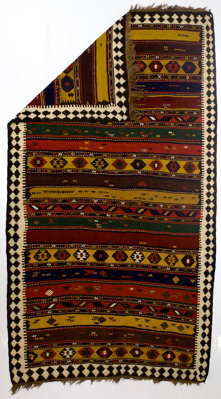 Fine Antique Persian Qashqai Tribal Kilim Rug 5'10" x 11’0"