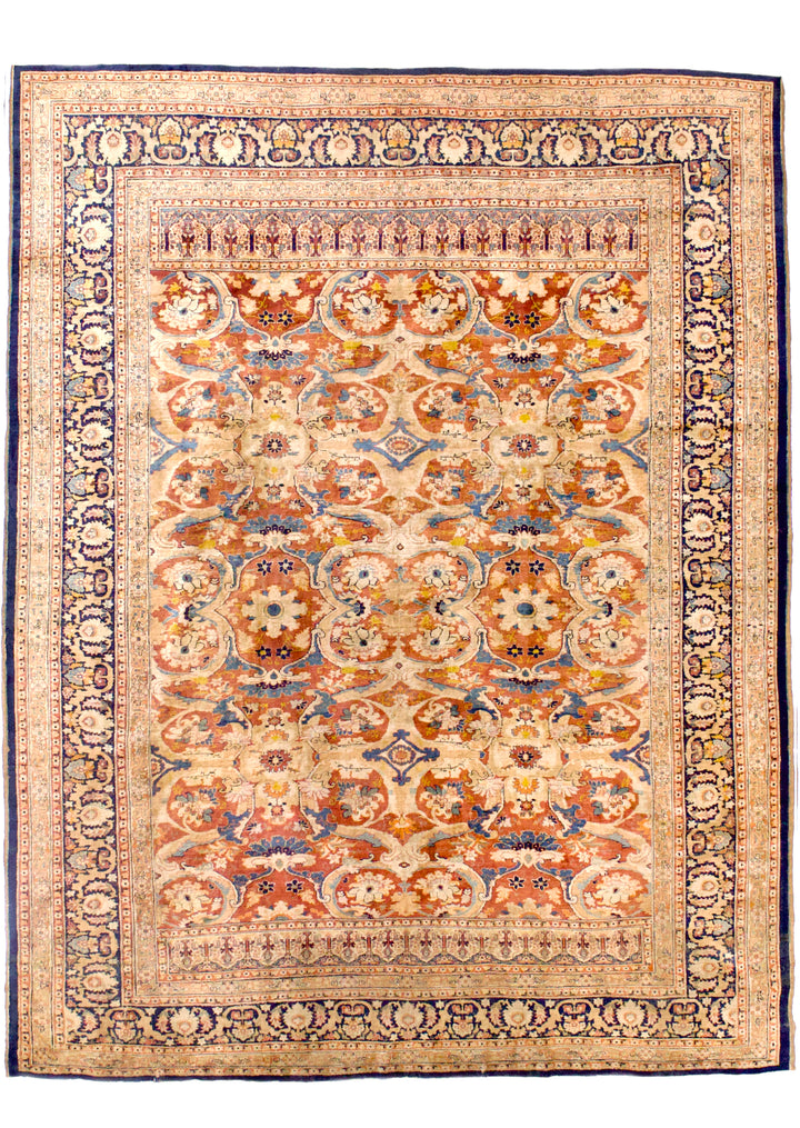 Antique Persian Silk Heriz Rug 6'5" x 8’5"