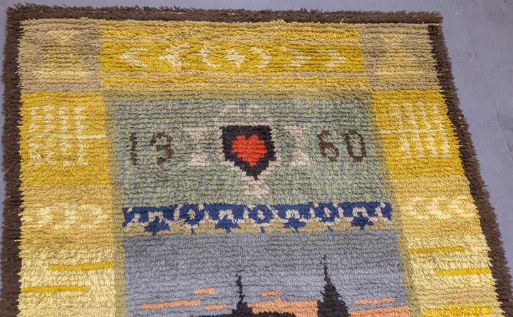 Vintage Persian Gabbeh Wool Rug 3'2'' x 4'6''