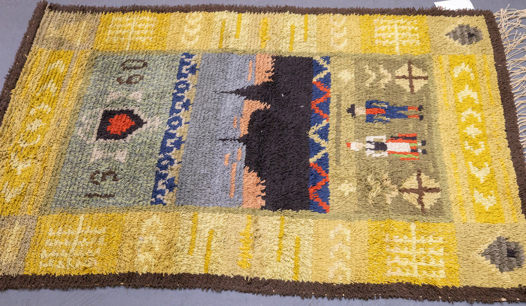 Vintage Persian Gabbeh Wool Rug 3'2'' x 4'6''