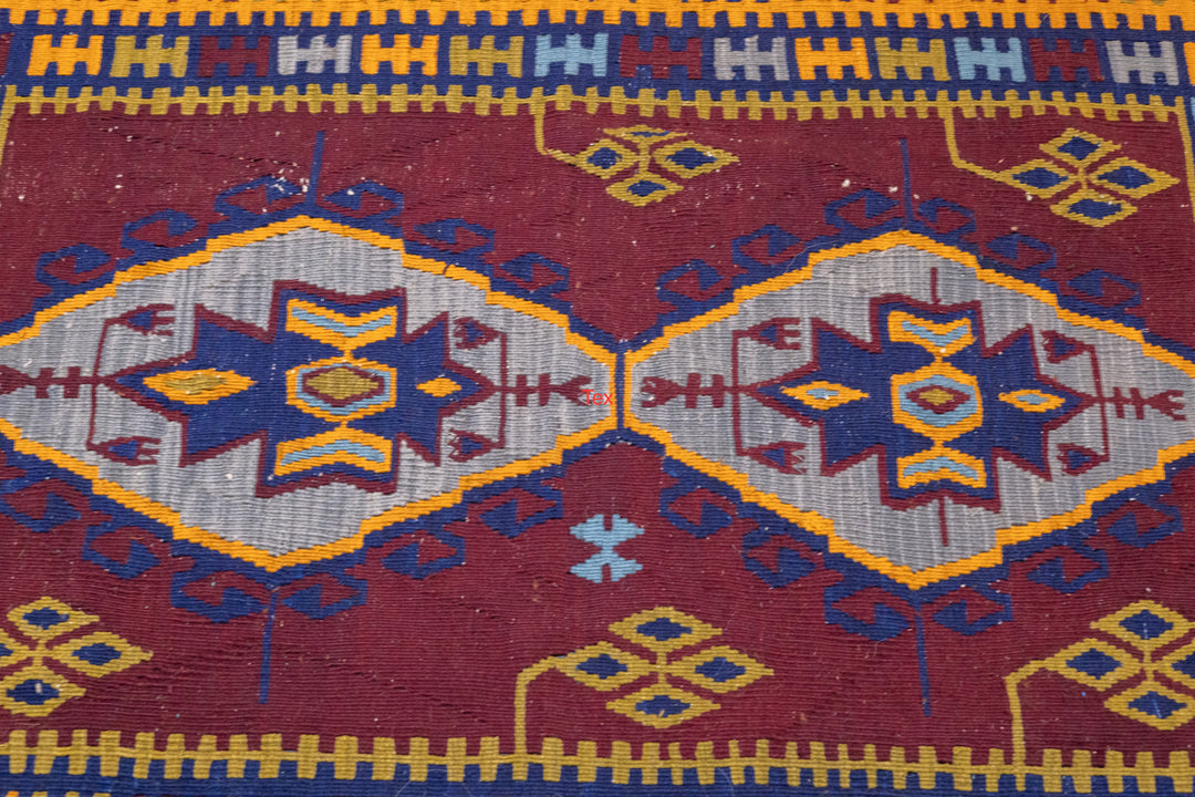 Fine Vintage Turkish Anatolian Kilim Wool Rug 3'6'' x 4'10''