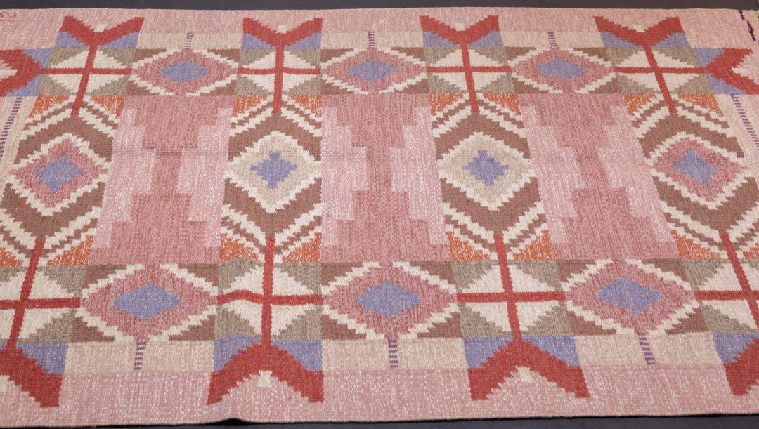 Fine Vintage Swedish Kilim Flat Weave Wool Rug 4'6'' x 6'9''