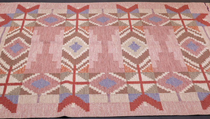 Fine Vintage Swedish Kilim Flat Weave Wool Rug 4'6'' x 6'9''