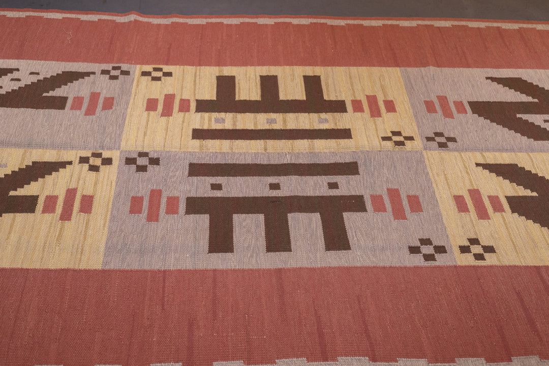 Fine Vintage Swedish Kilim Flat Weave Wool Rug 5'9'' x 10'3''