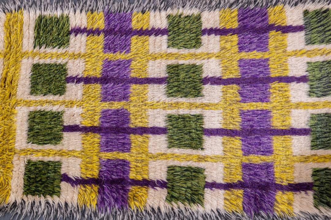 Vintage Swedish Wool Pile Rug 2'2'' x 4'1''