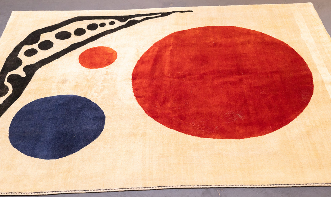 Mid Century French Artistic Wool Rug Inspired by Calder 4'10'' x 6'6''