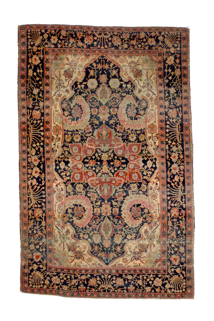 Antique Persian Mohtasham Kashan Rug 4'3" x 6’8"