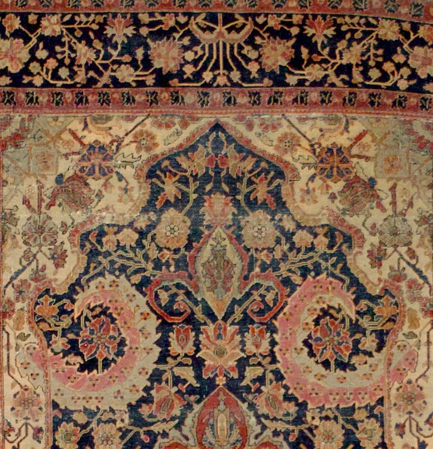 Antique Persian Mohtasham Kashan Rug 4'3" x 6’8"