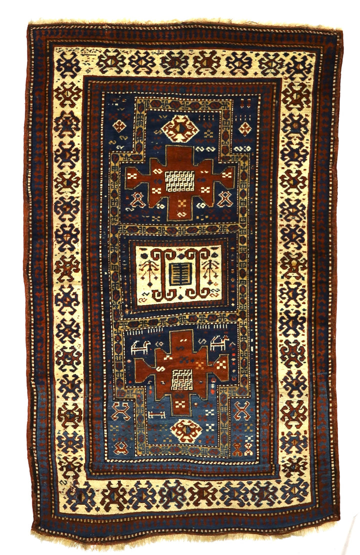 Antique Caucasian Kazak Rug 4'3" x 7’0"