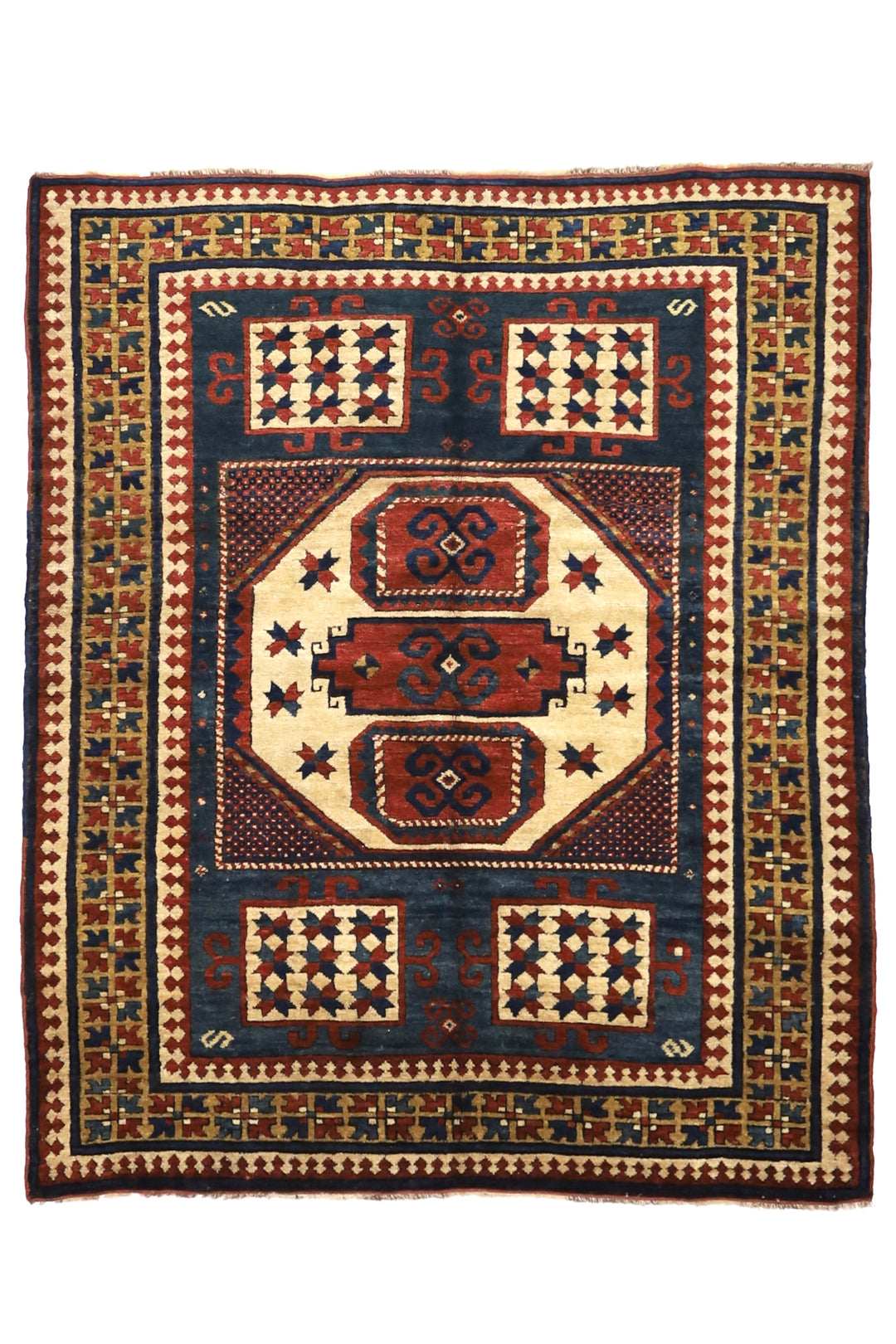 Antique Caucasian Kazak Rug 4'10" x 5’9”