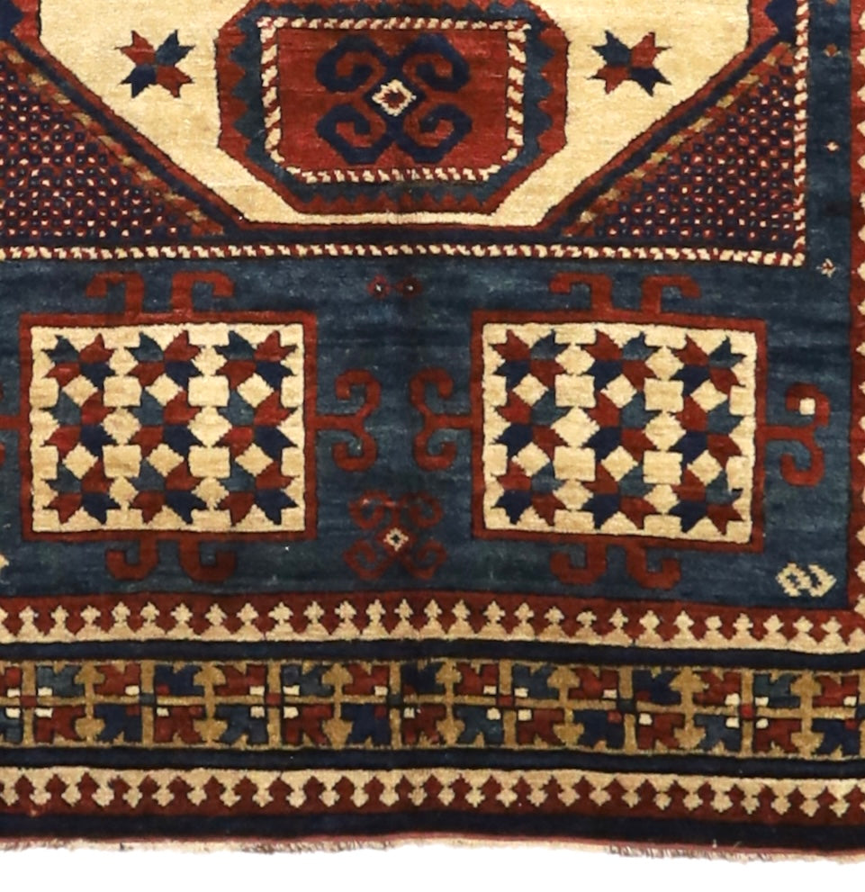 Antique Caucasian Kazak Rug 4'10" x 5’9”