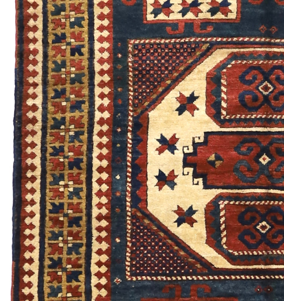 Antique Caucasian Kazak Rug 4'10" x 5’9”