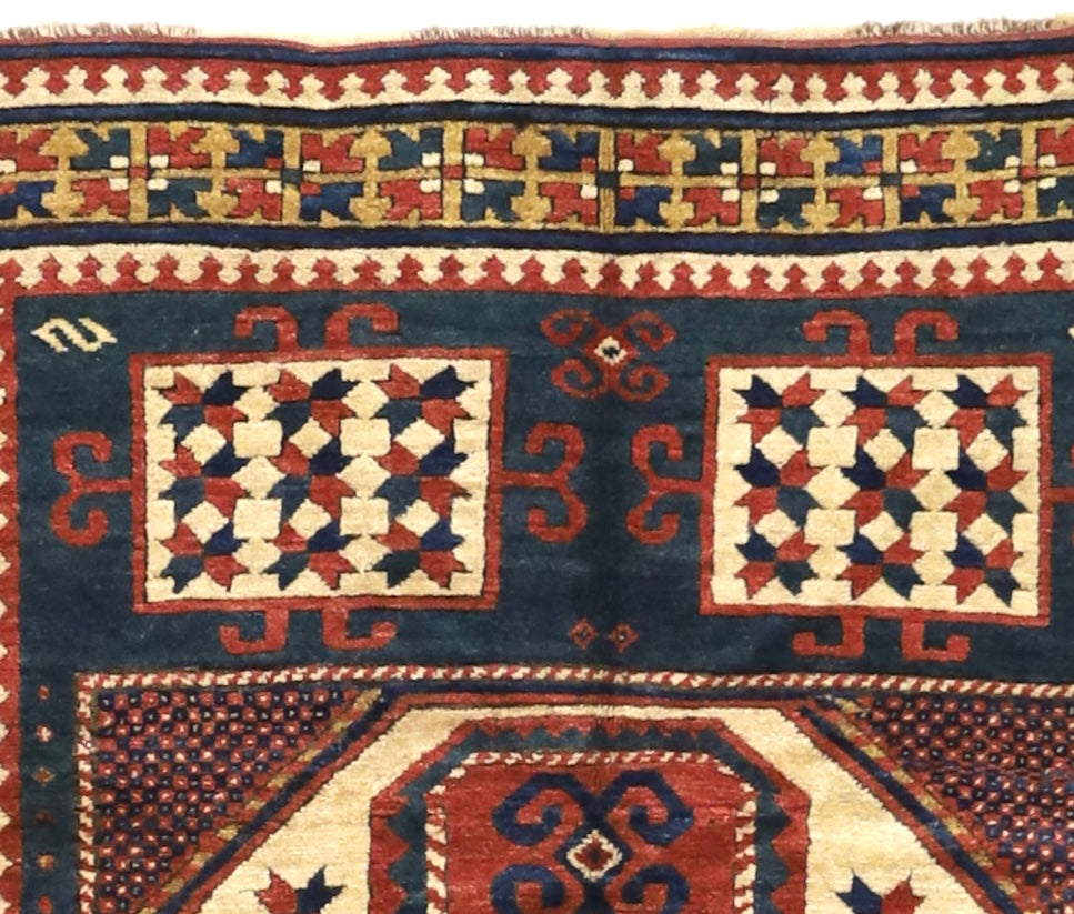 Antique Caucasian Kazak Rug 4'10" x 5’9”