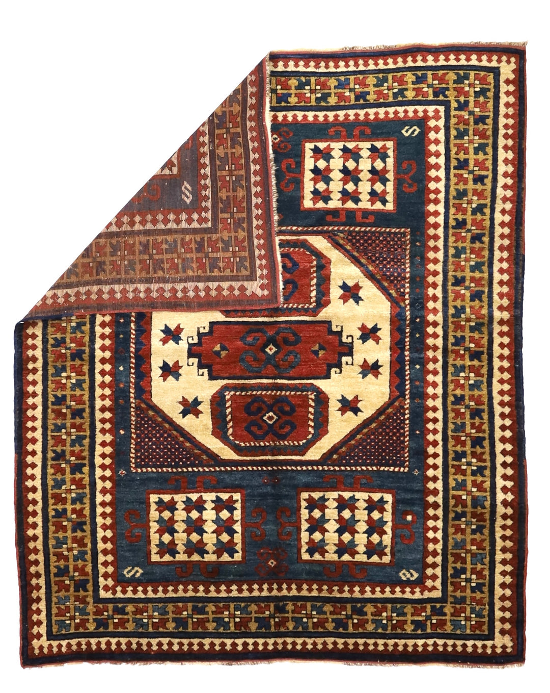 Antique Caucasian Kazak Rug 4'10" x 5’9”