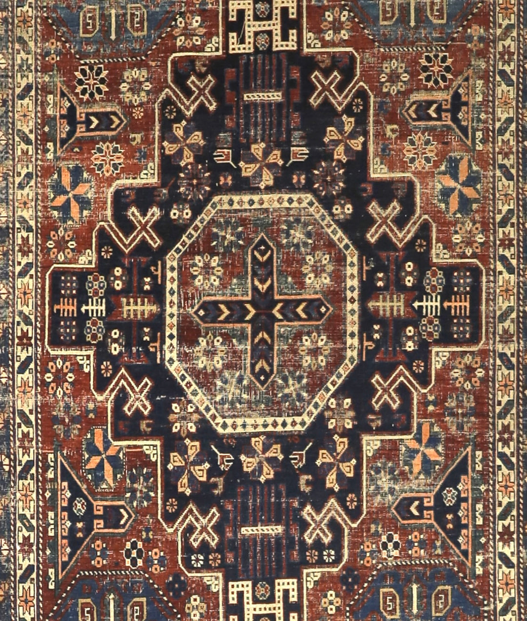 Antique Caucasian Kuba Rug 4'6" x 9’11”