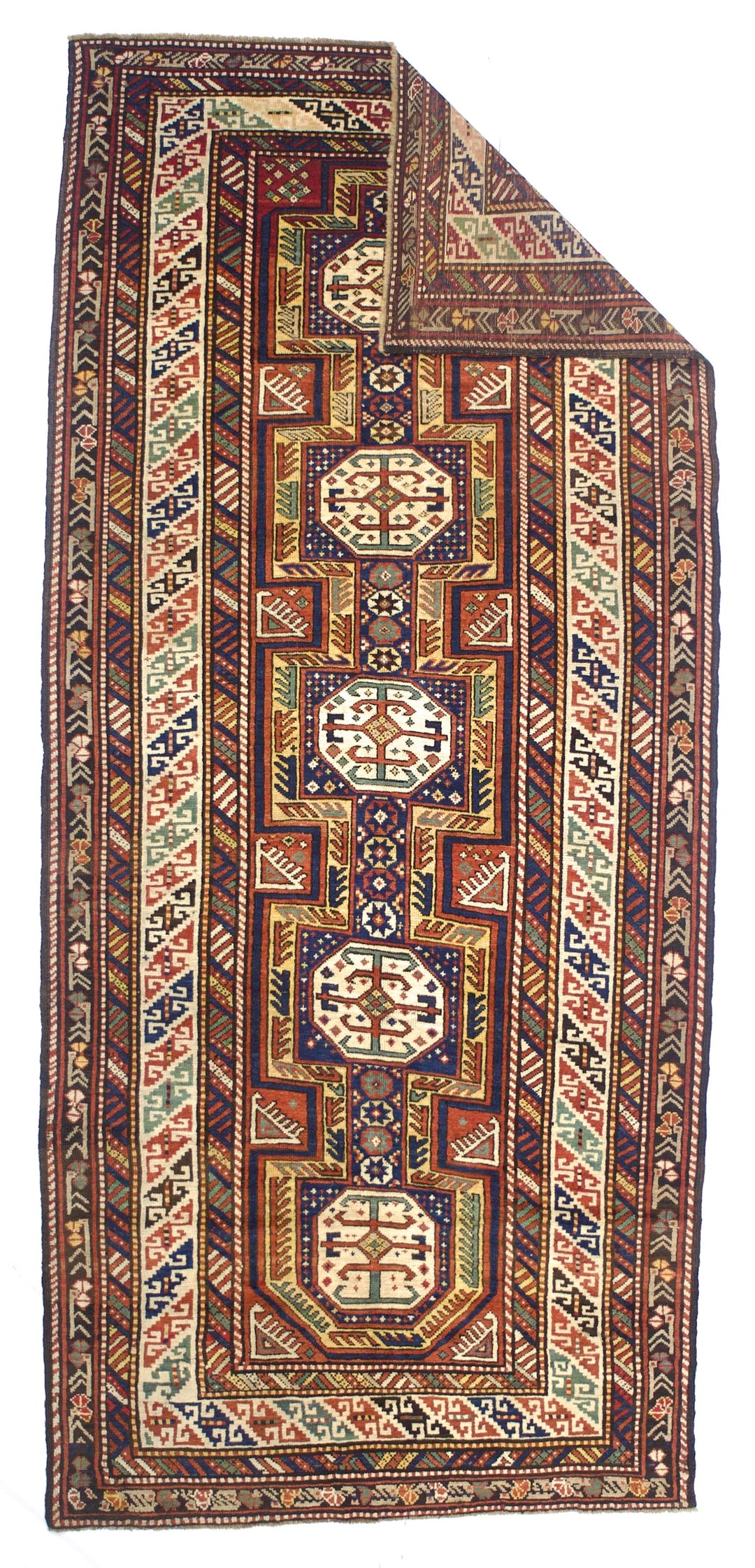 Antique Caucasian Kuba Rug 4'6" x 10’1”