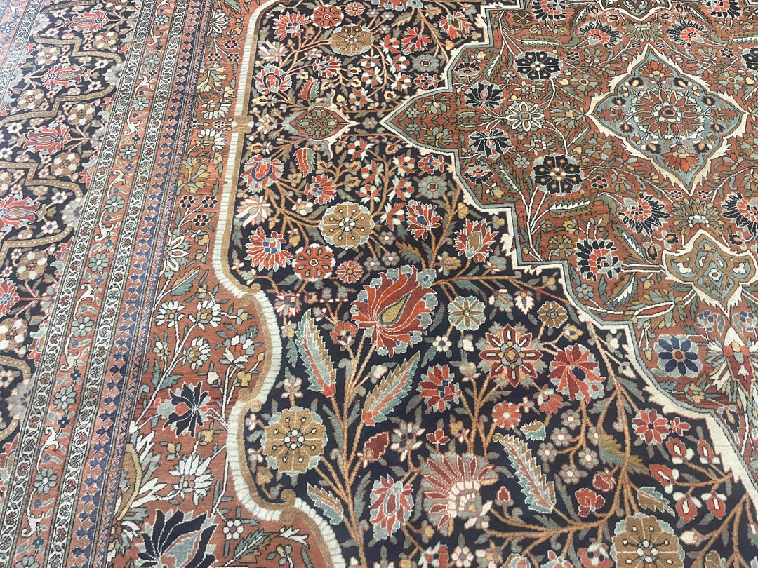 Antique Persian Mohtasham Kashan Rug 9’2" x 12’4"