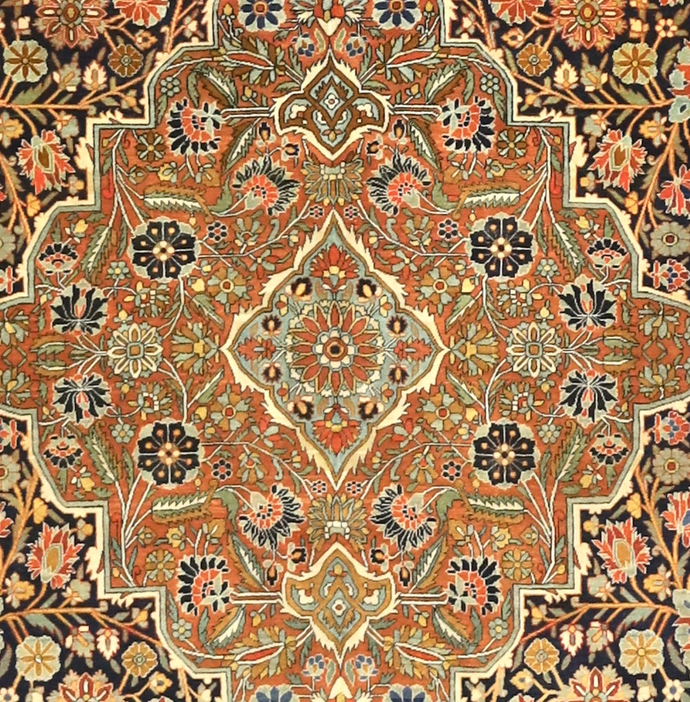 Antique Persian Mohtasham Kashan Rug 9’2" x 12’4"