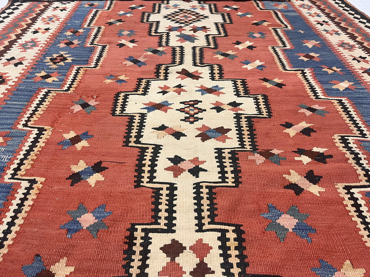 Fine Antique Persian Qashqai Tribal Kilim Rug 5’6” x 13’0"