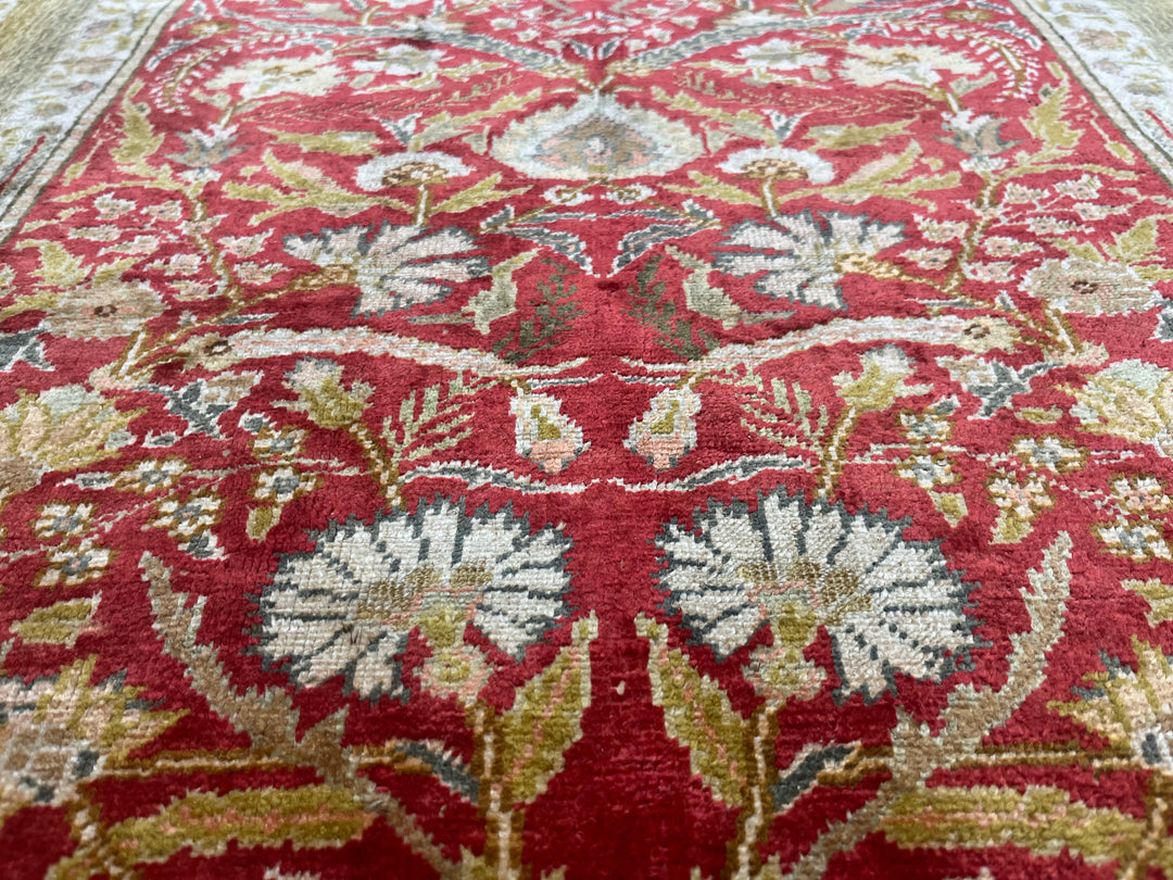 Antique Turkish Silk Rug 4'4" x 6’6"