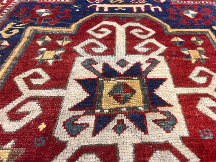 Antique Caucasian Kazak Rug 5'1" x 7’4”