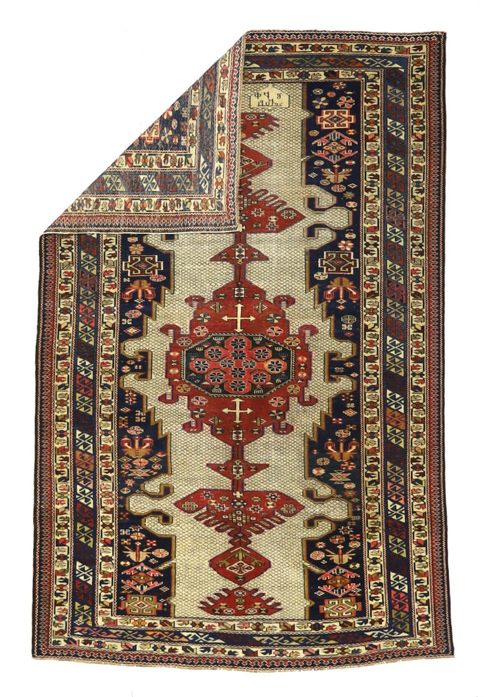 Antique Caucasian Kuba Shirvan Rug 4'0" x 6’2"