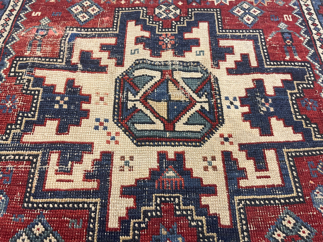 Antique Caucasian Lezgi Rug 3’1" x 5’7"