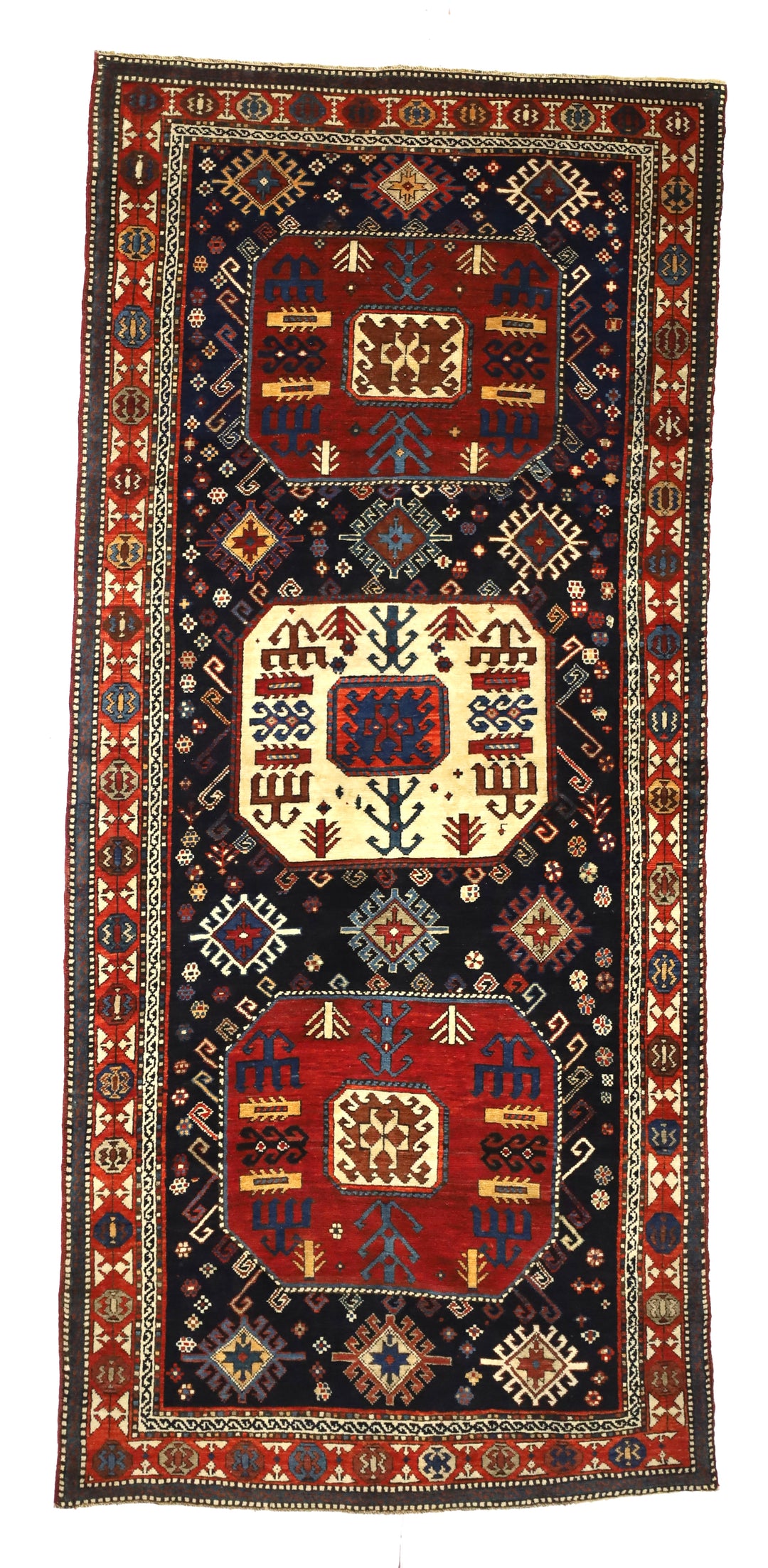 Antique Caucasian Akstafa Long Rug 4'2" x 9’3”