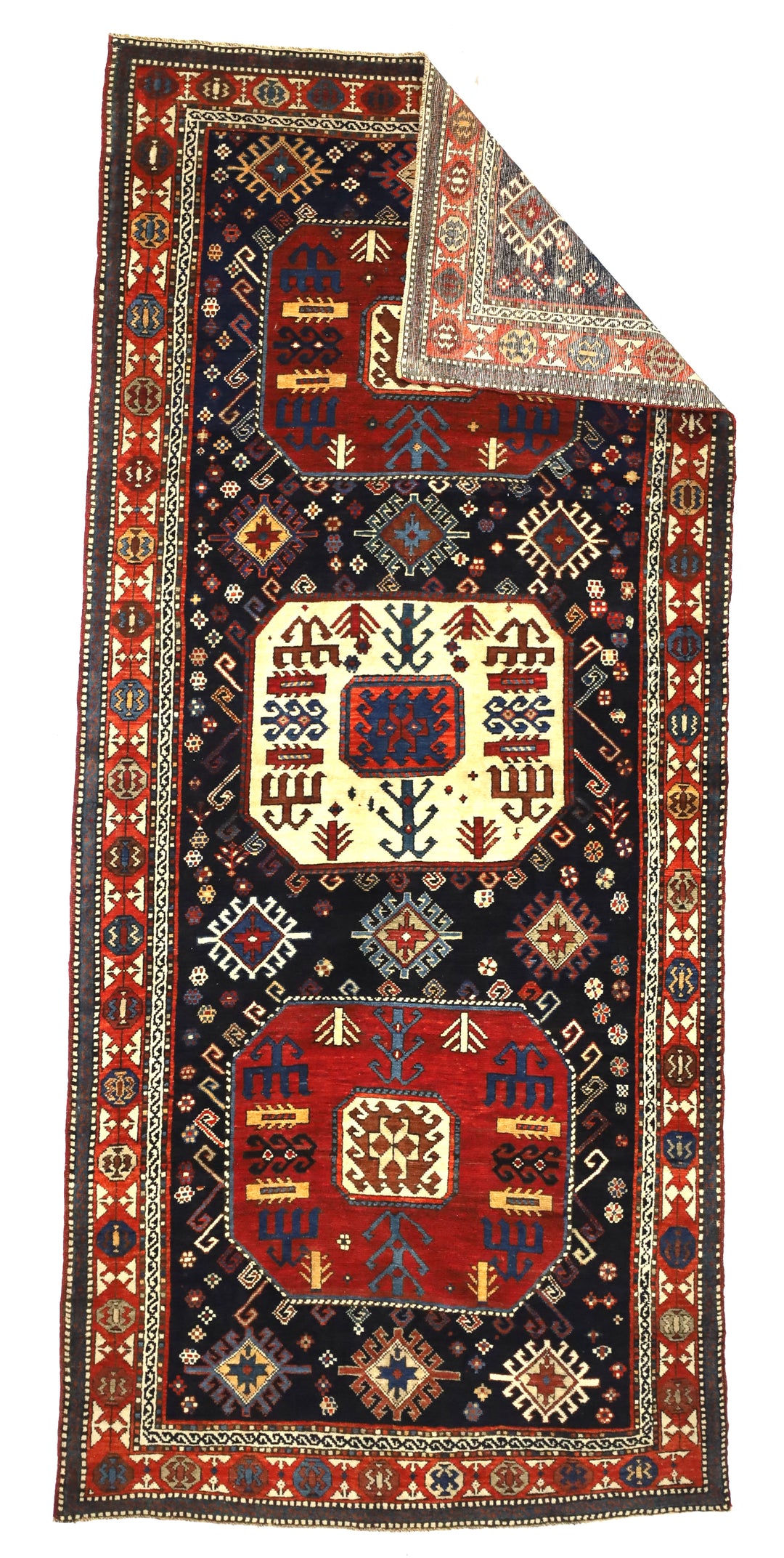 Antique Caucasian Akstafa Long Rug 4'2" x 9’3”