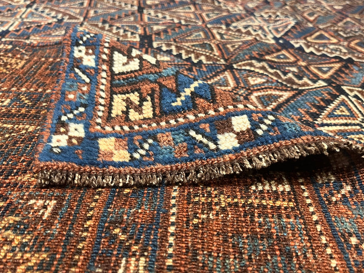 Fine Antique Persian Khamseh Tribal Wool Rug 4'8" x 5’10”