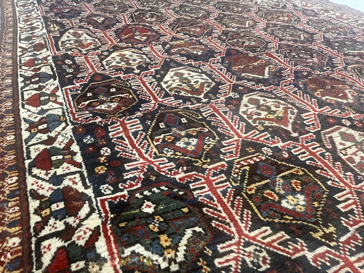 Antique Persian Tribal Khamseh Rug 5'2" x 8’2”