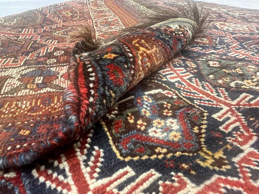 Antique Persian Tribal Khamseh Rug 5'2" x 8’2”