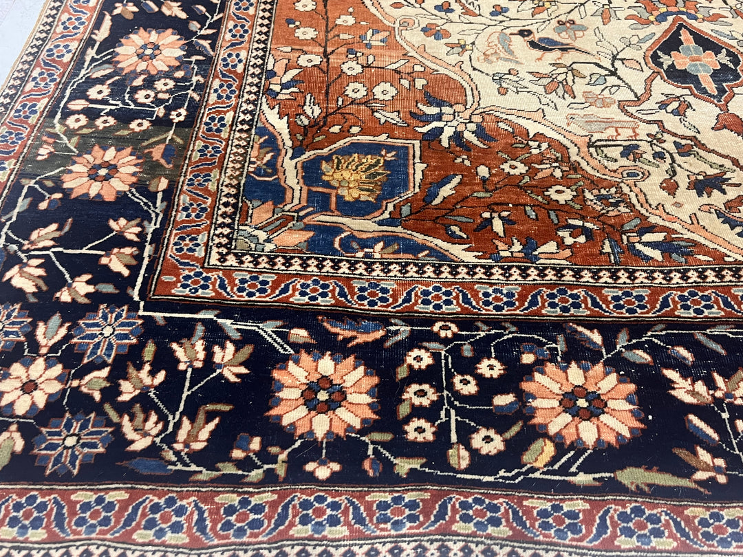 Antique Persian Mohtasham Kashan Rug 4'2" x 6’5"