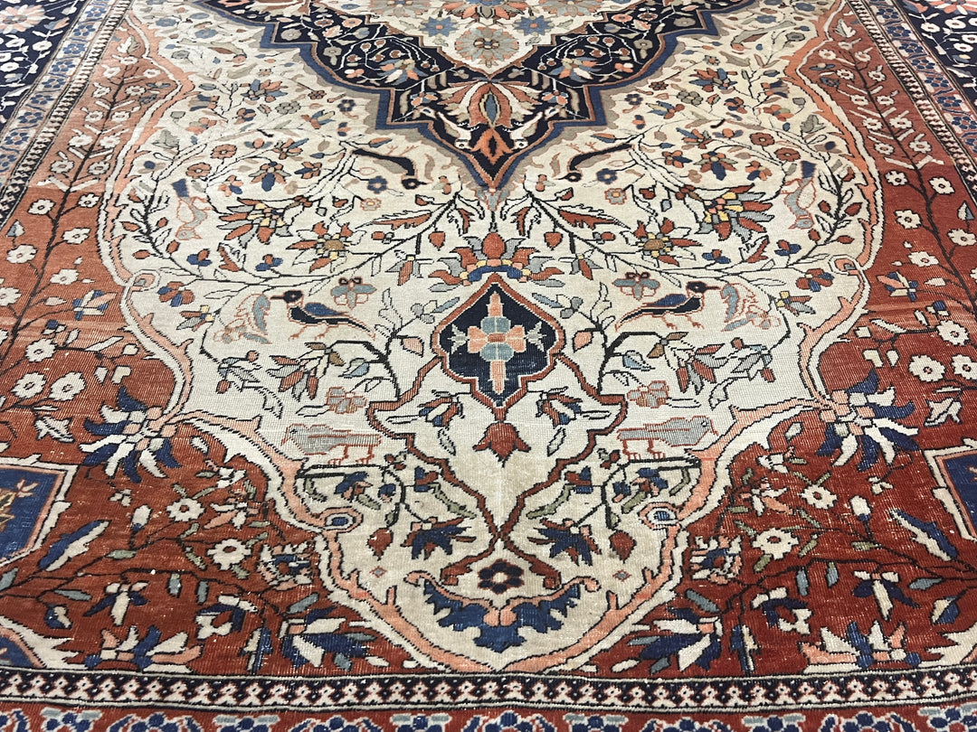 Antique Persian Mohtasham Kashan Rug 4'2" x 6’5"