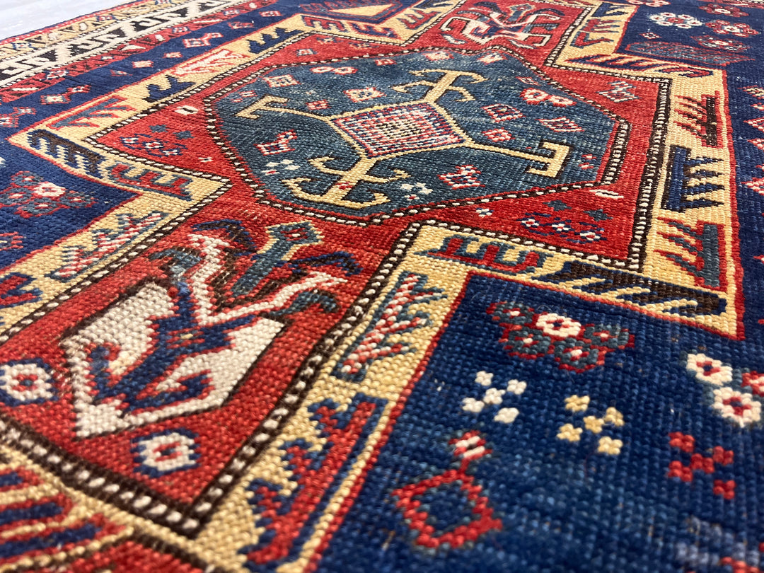 Fine Antique Caucasian Rug 3' x 4’2”