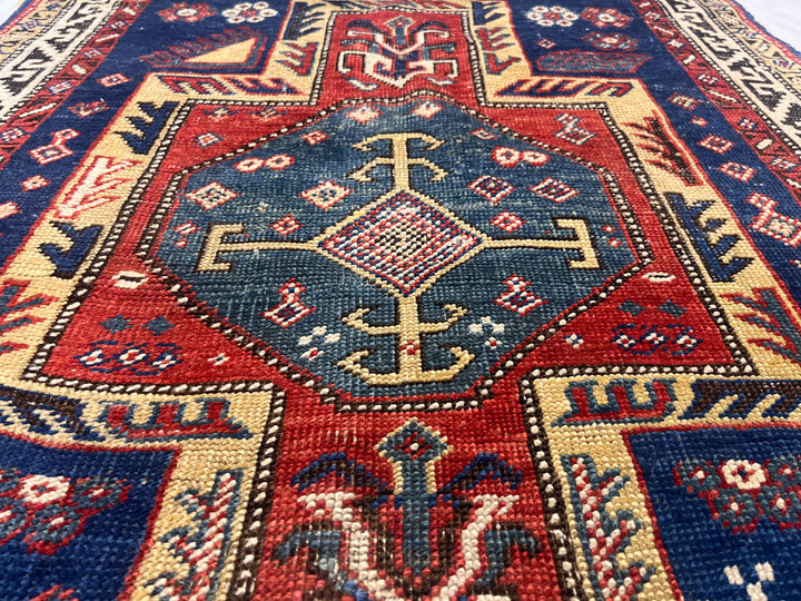 Fine Antique Caucasian Rug 3' x 4’2”