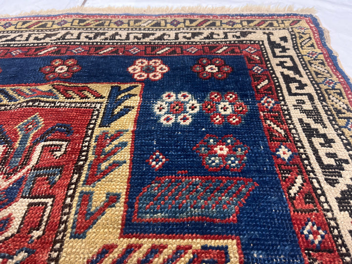 Fine Antique Caucasian Rug 3' x 4’2”