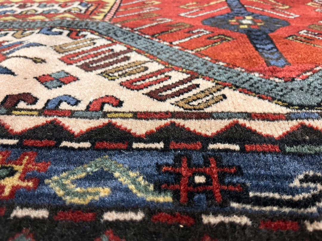 Fine Antique Kazak Wool Rug 5'1" x 7’11"