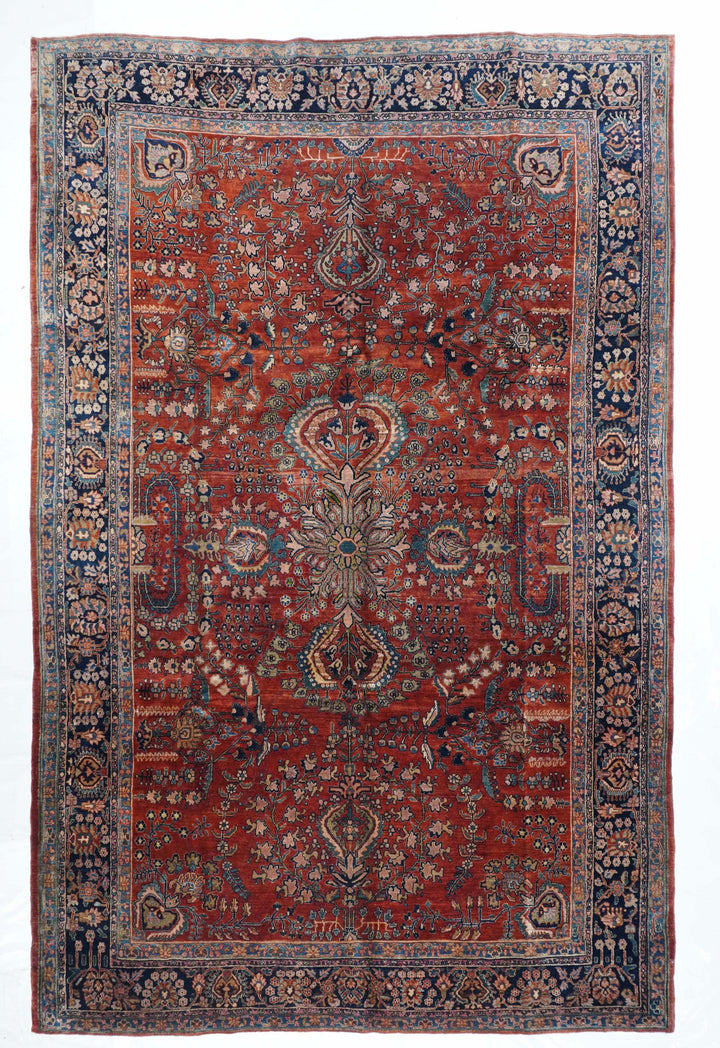 Antique Persian Mohajeran Sarouk Rug 7'1" x 11’1”